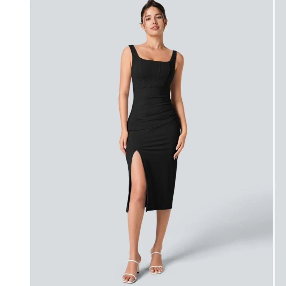 Halara Ruched Bodycon Midi Dress - Picture 4 of 15